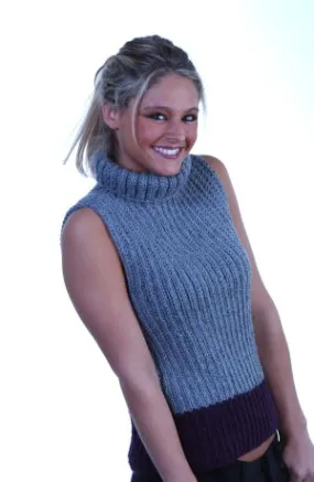 Loom Knit Turtleneck Ribbed Vest Pattern