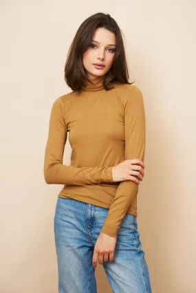 Majestic Soft Touch Long Sleeve Turtleneck in Chamois