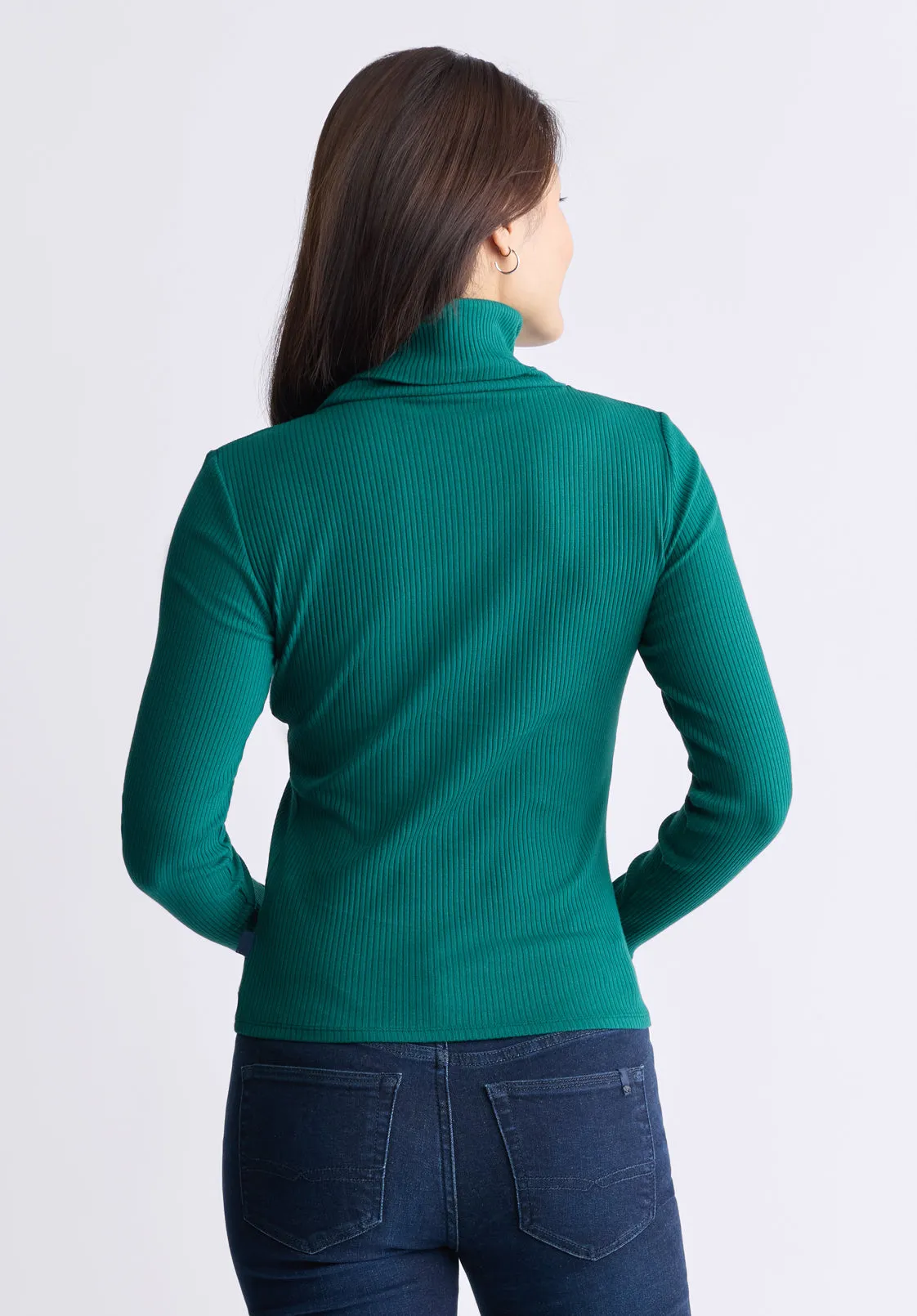 Mavra Women's Long-Sleeve Turtleneck Top, Forest Green - KT0164F