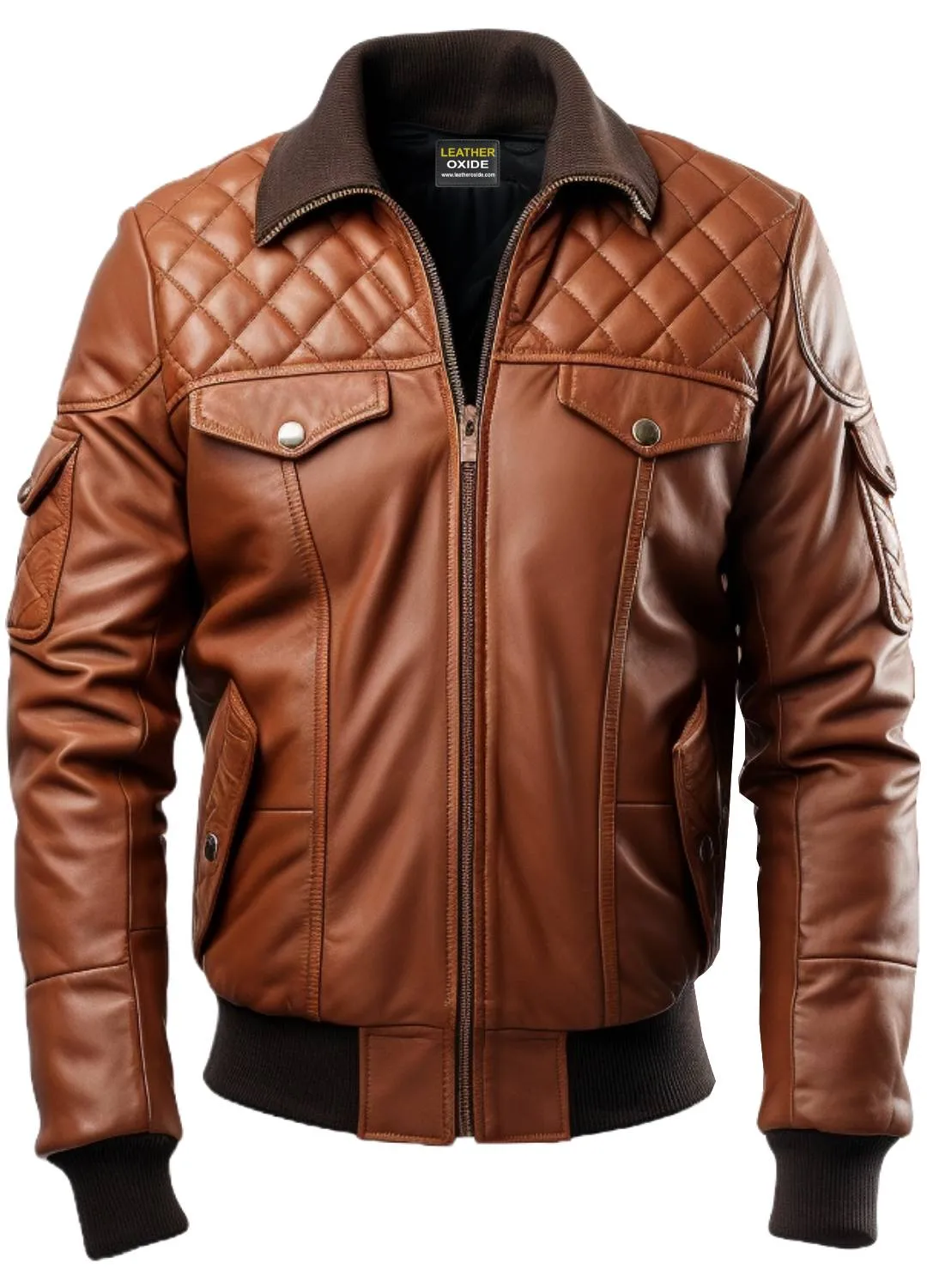 Mens Leather Bomber Jacket