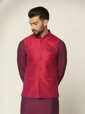 Men's Red Only Nehru Jacket