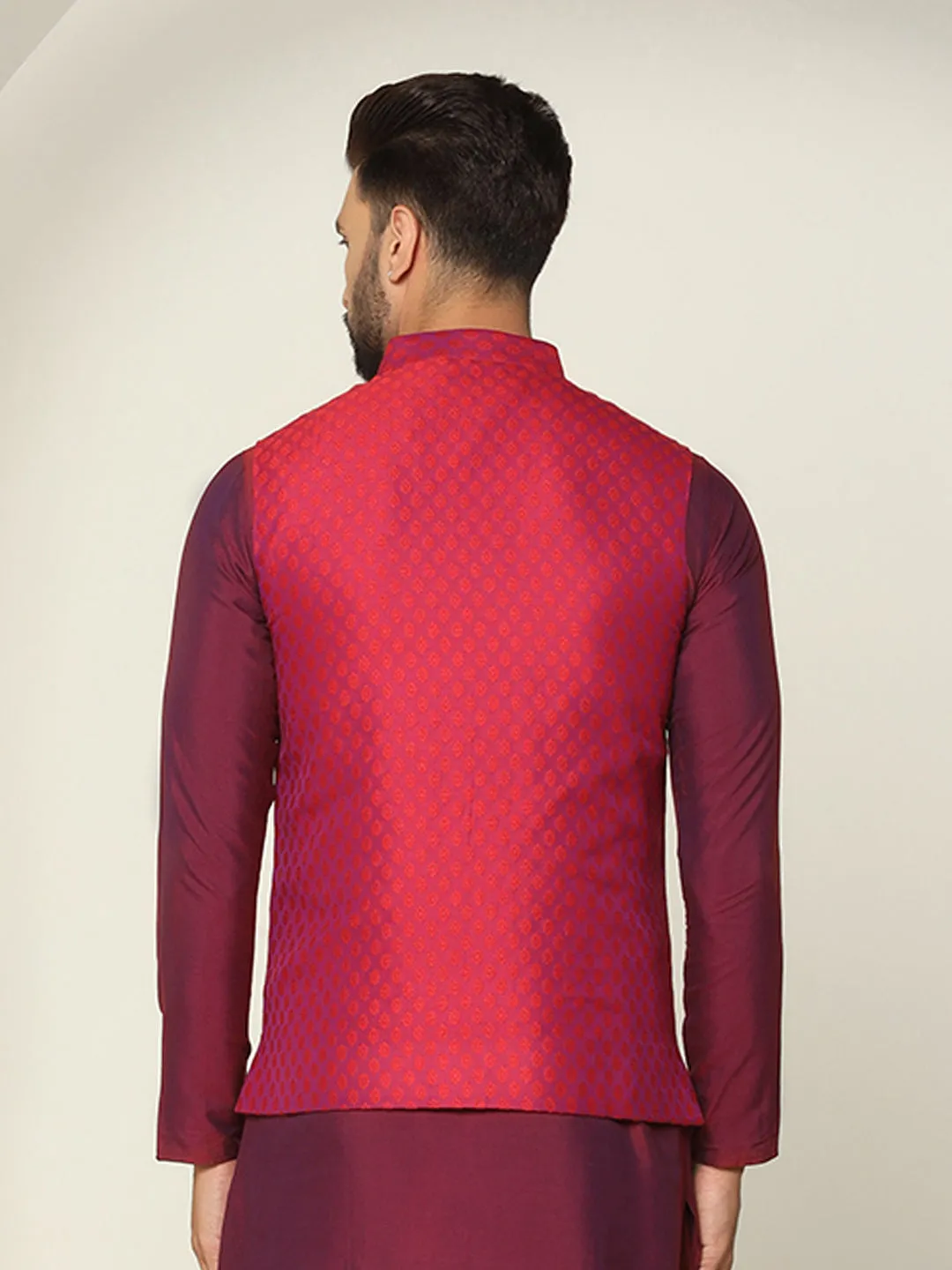 Men's Red Only Nehru Jacket