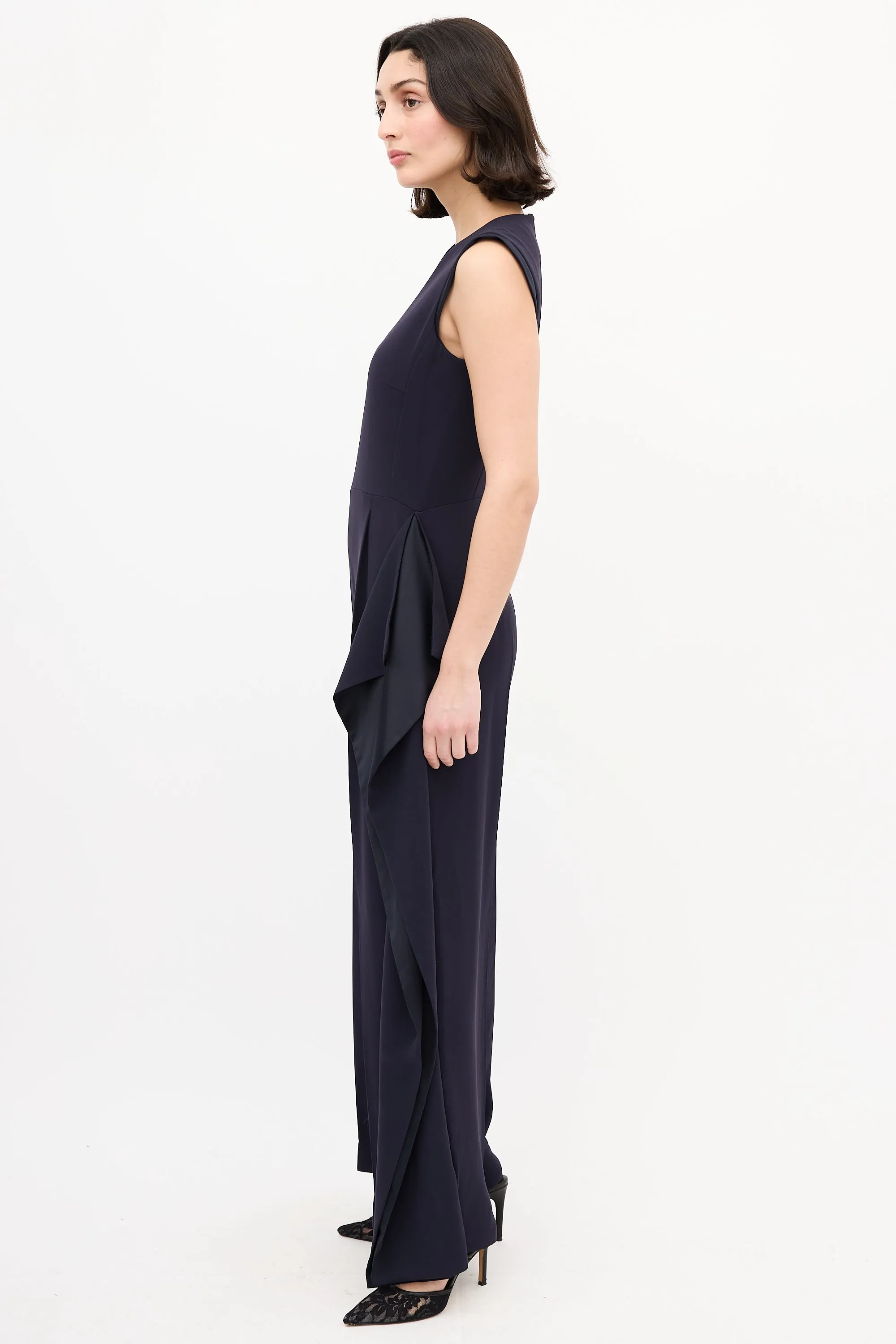 Navy Wide Leg Sleeveless Jumpsuit