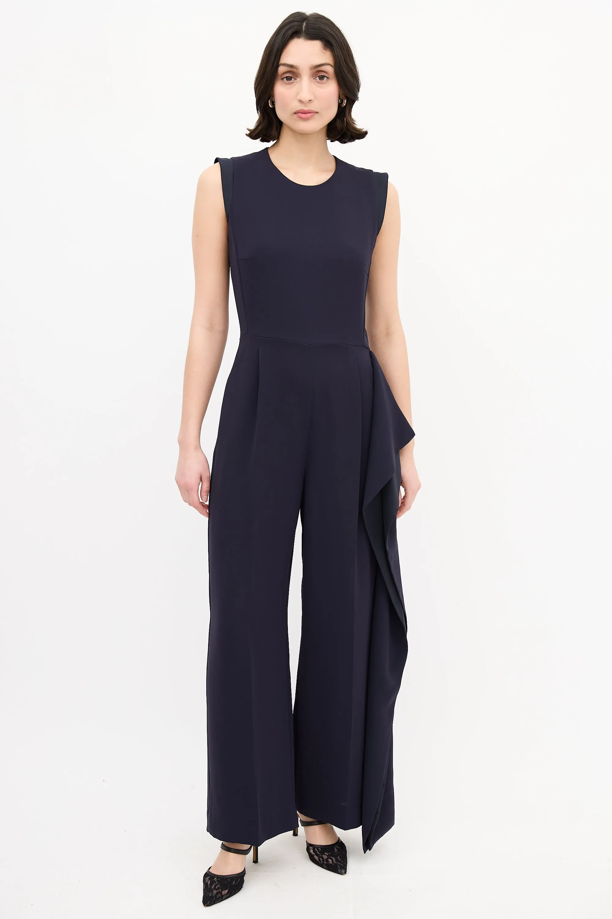 Navy Wide Leg Sleeveless Jumpsuit