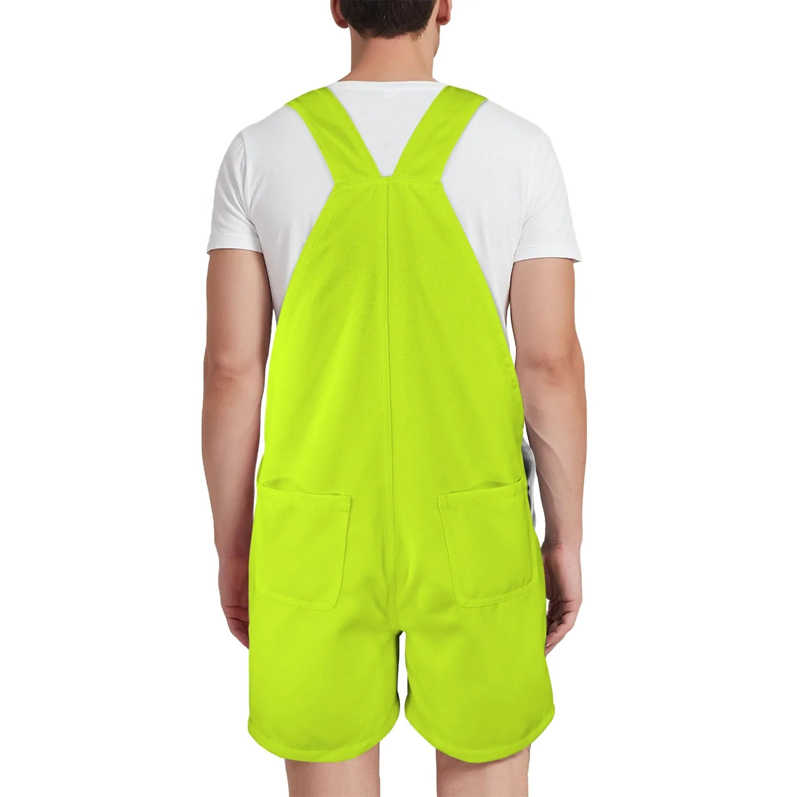 neon green solid 10B Unisex Shorts Suspender Jumpsuit (Model L78)