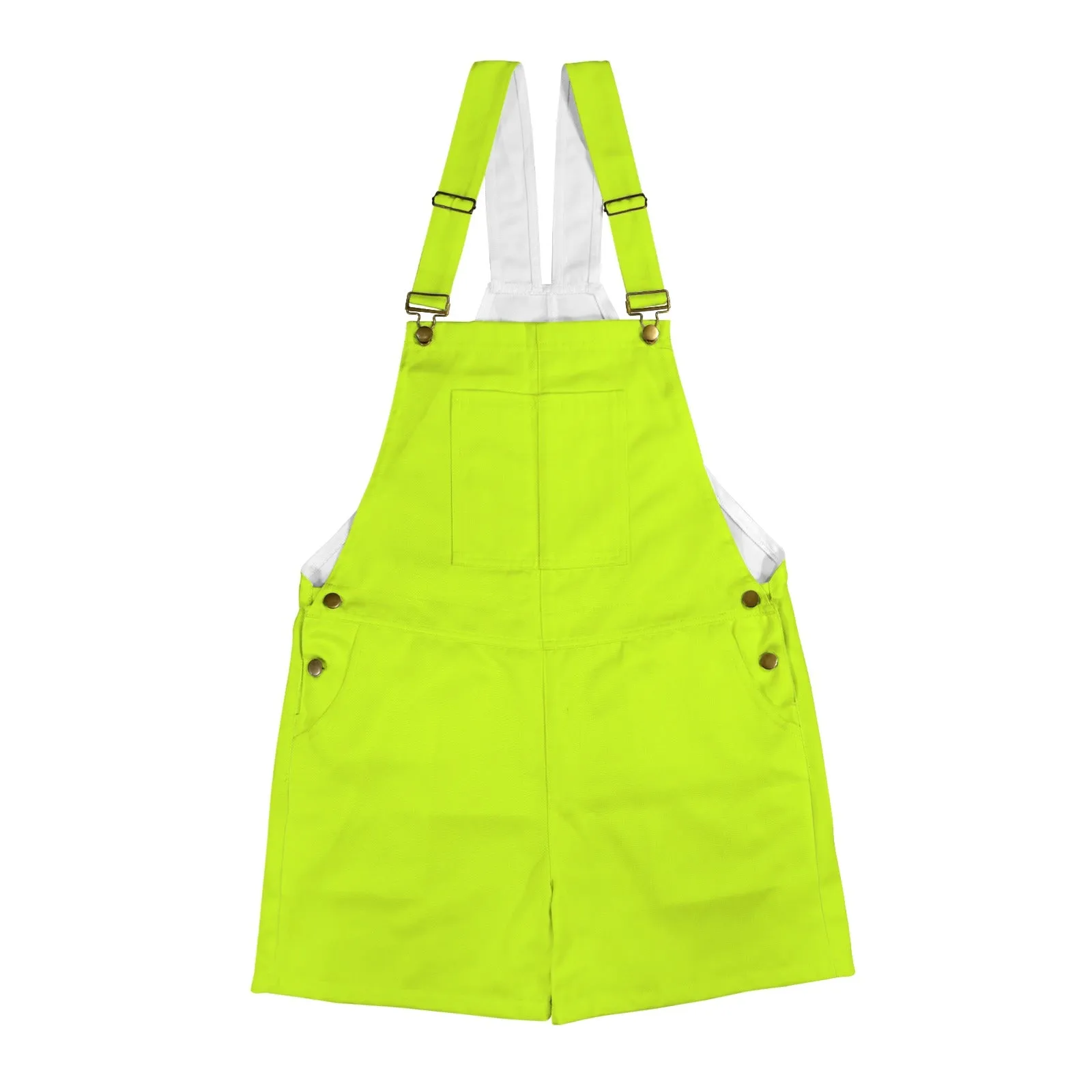 neon green solid 10B Unisex Shorts Suspender Jumpsuit (Model L78)