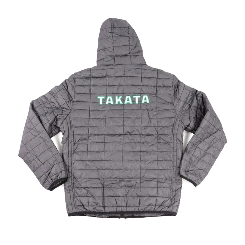 Official Takata Grey Zip-Up Puffer Jacket with Embroidered Logo - Small