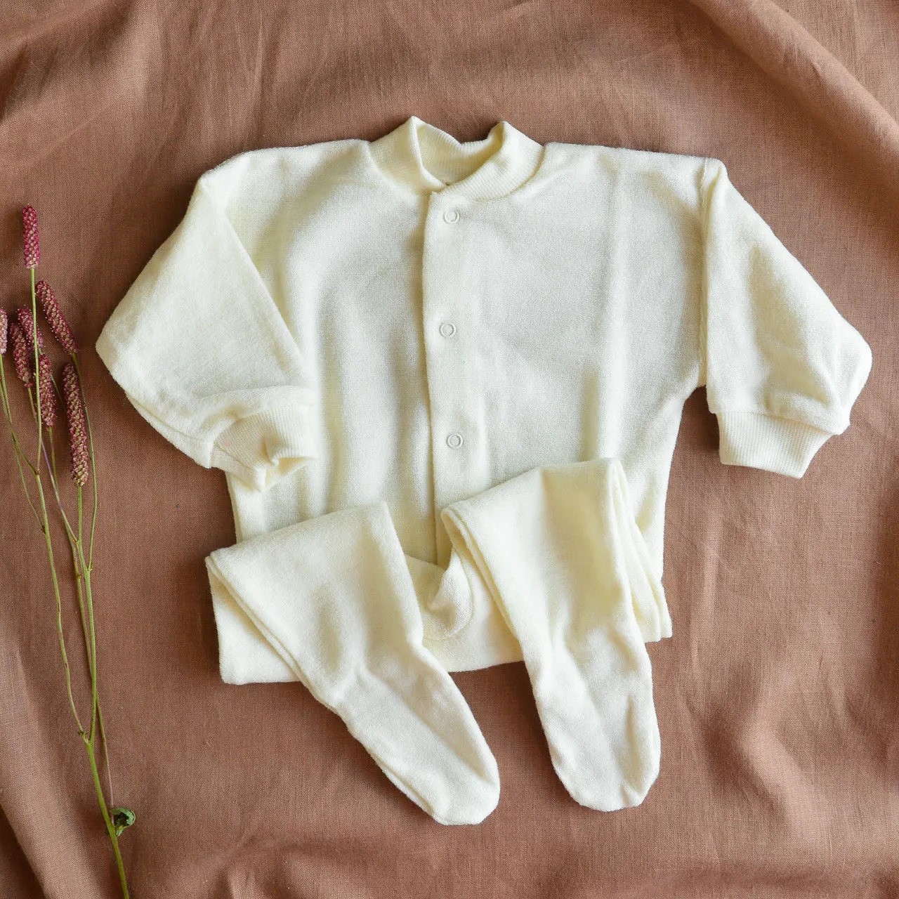 Onesie Sleepsuit in 100% Organic Merino Terry - Natural (0-6y)