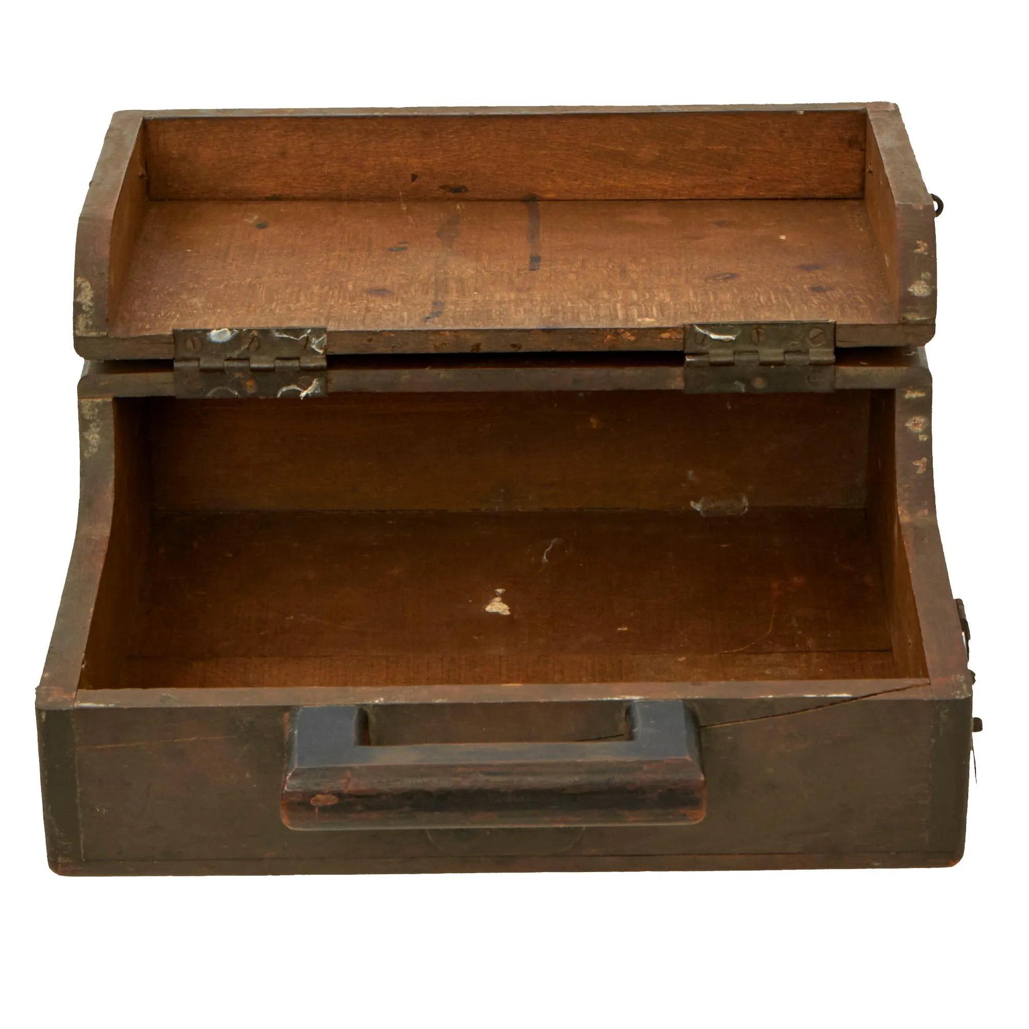 Original French WWI Wooden Typewriter Case With Painted Renault FT Light Tank on the Front - Formerly A.A.F. Tank Museum Collection