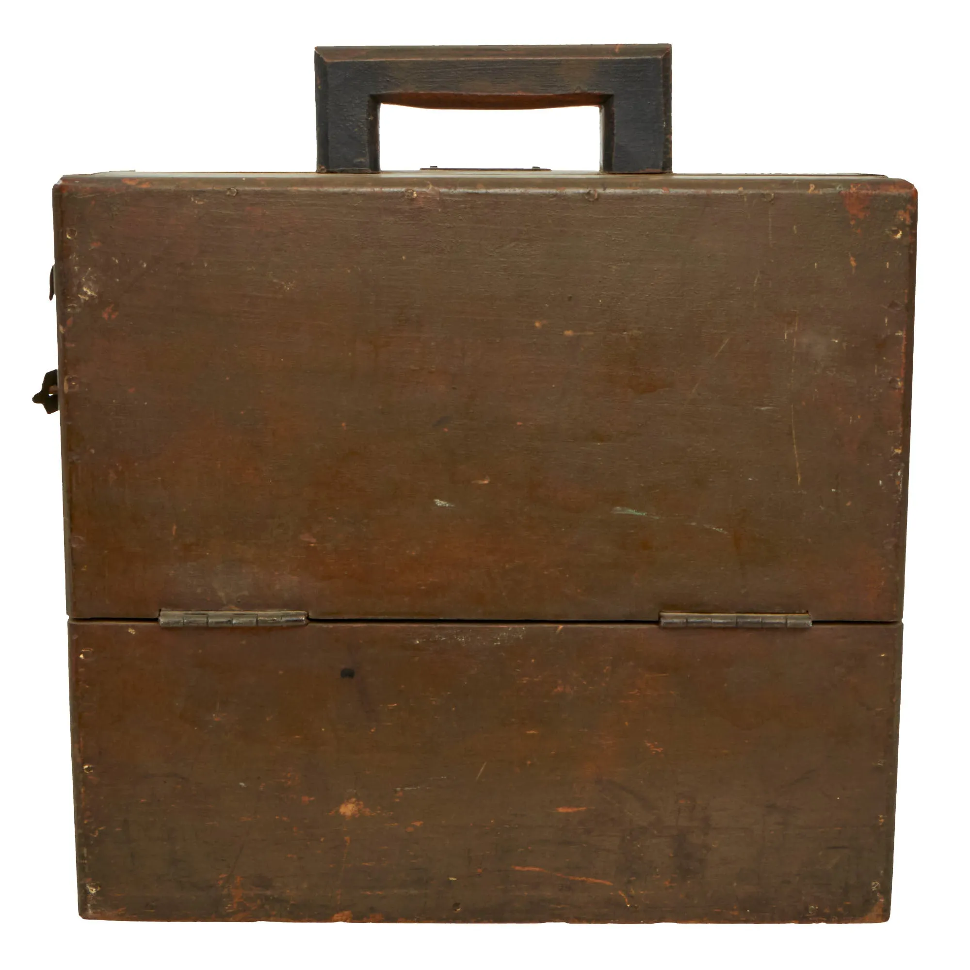 Original French WWI Wooden Typewriter Case With Painted Renault FT Light Tank on the Front - Formerly A.A.F. Tank Museum Collection