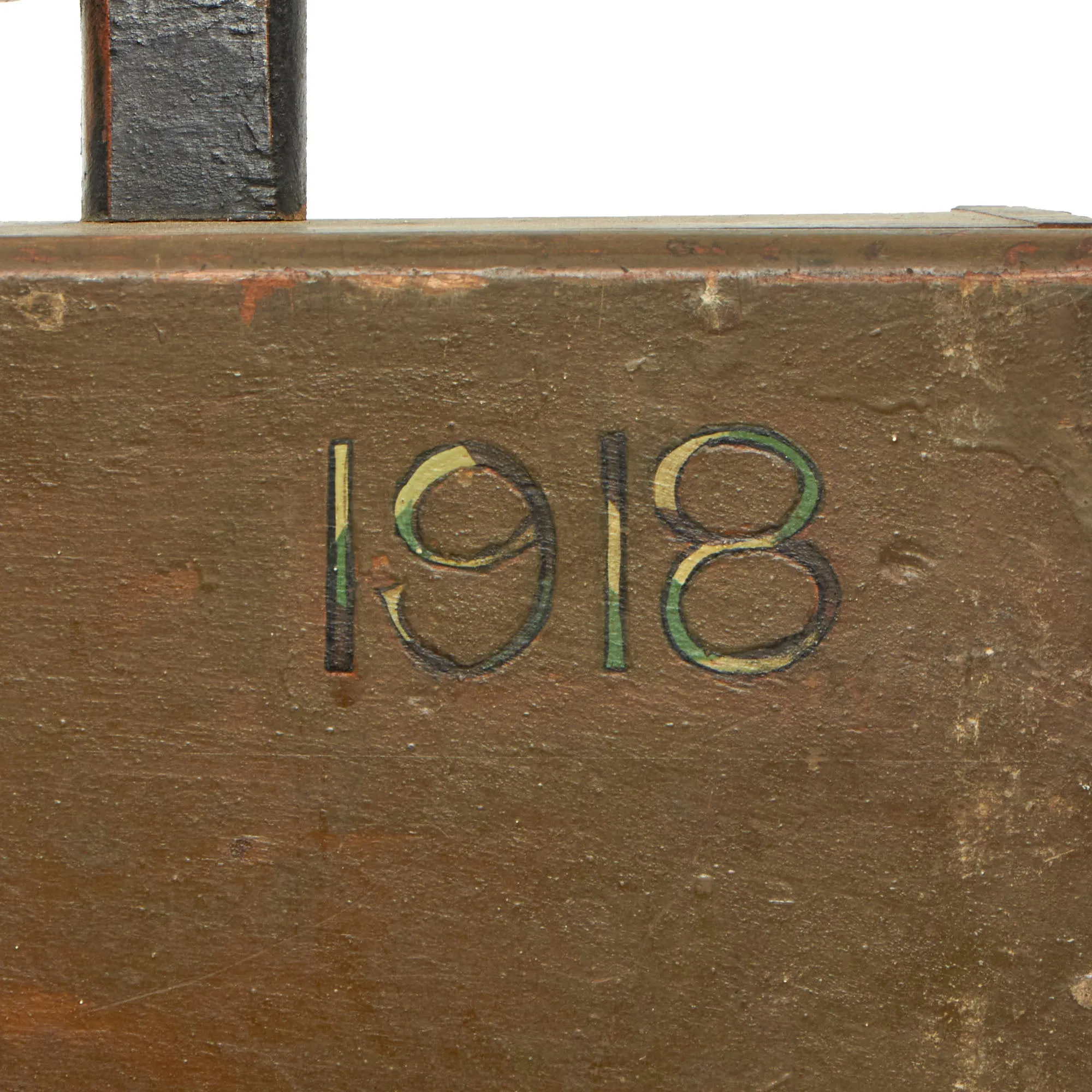 Original French WWI Wooden Typewriter Case With Painted Renault FT Light Tank on the Front - Formerly A.A.F. Tank Museum Collection