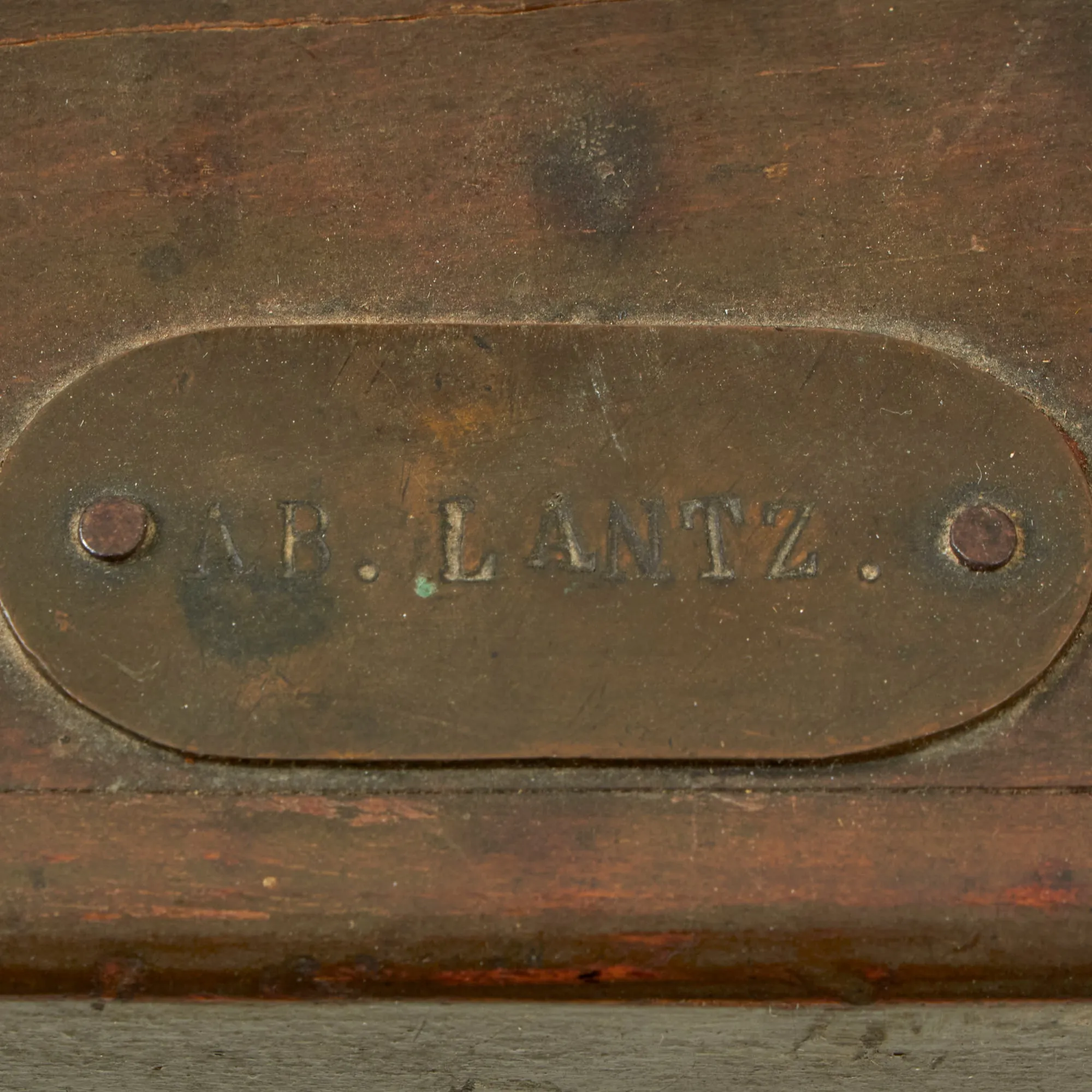 Original French WWI Wooden Typewriter Case With Painted Renault FT Light Tank on the Front - Formerly A.A.F. Tank Museum Collection