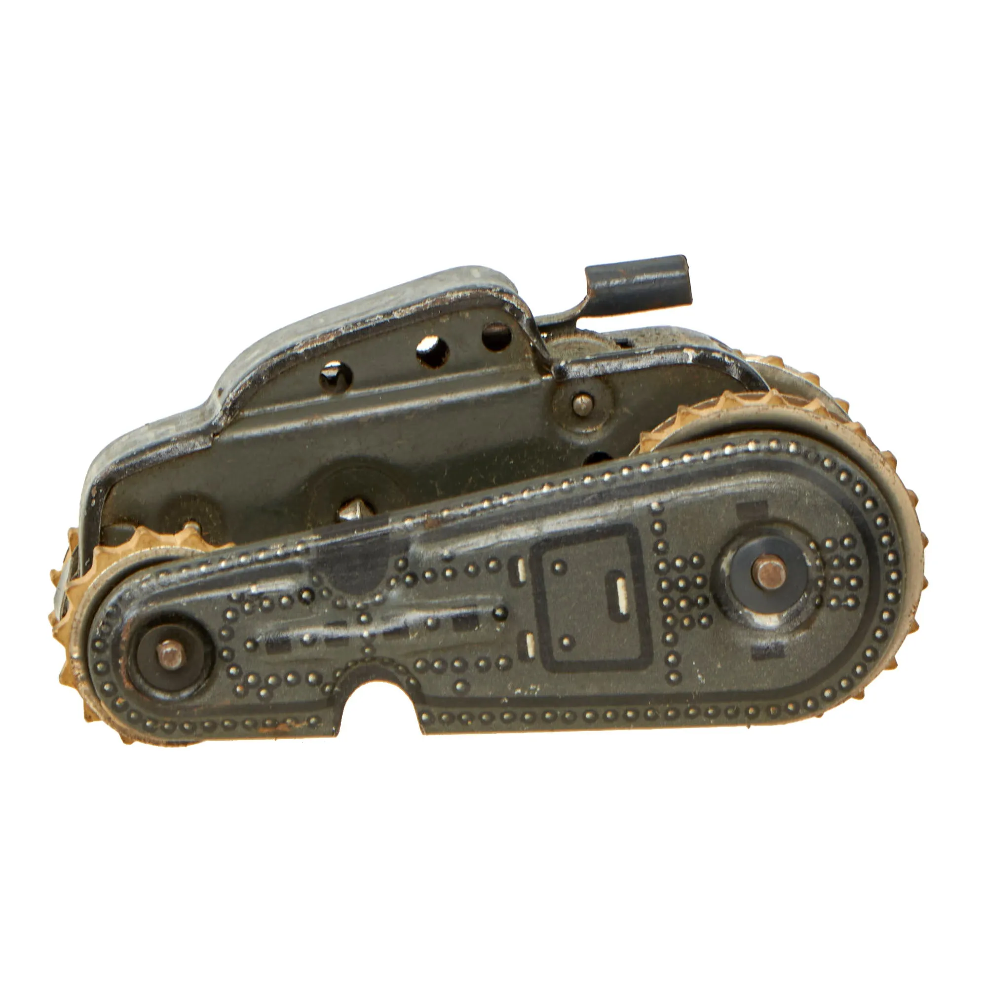 Original German Pre WWII to Occupation Era Children’s Tin Toy Tank Collection With Pre War Tree Ornament - 4 Items - Formerly A.A.F. Tank Museum Collection