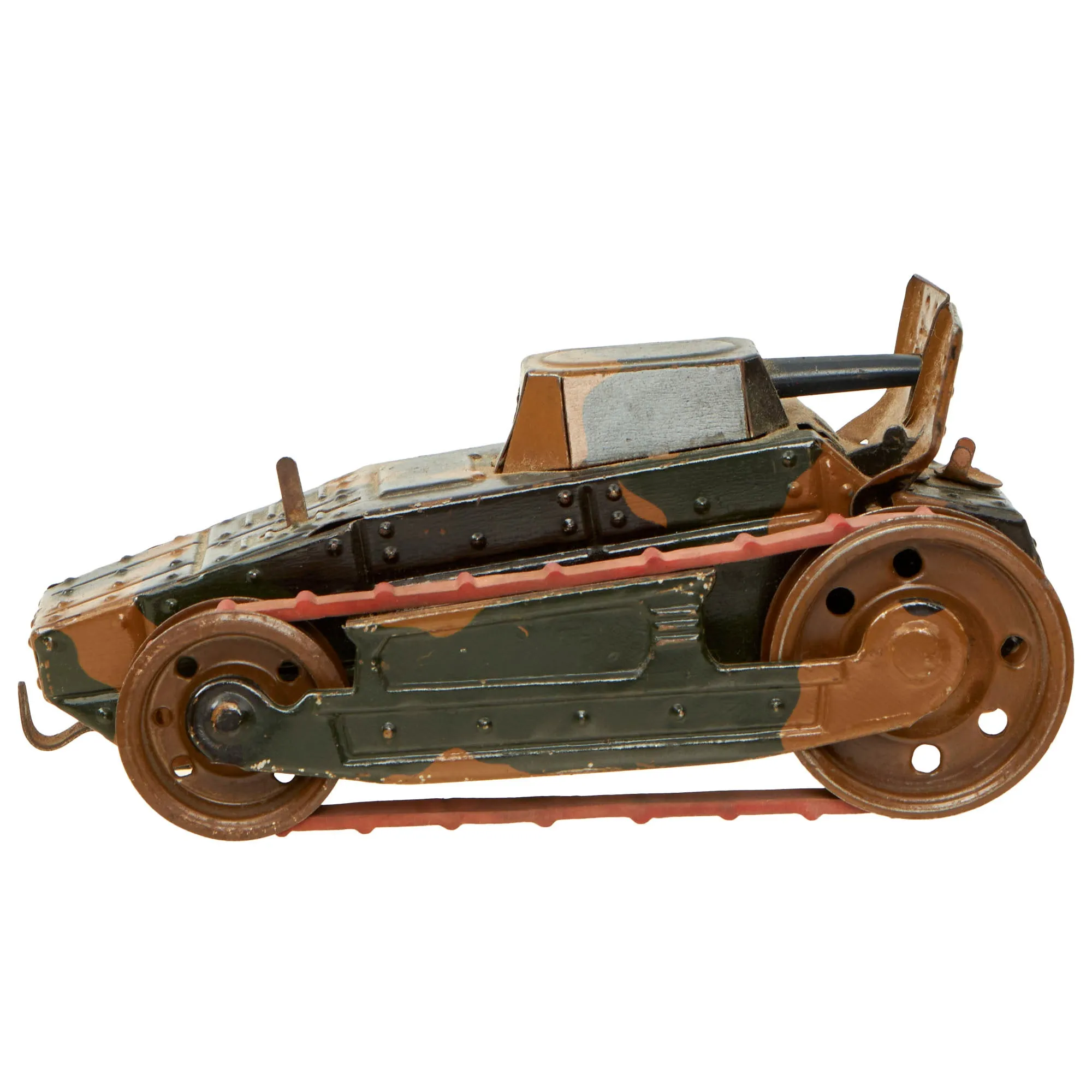 Original German Pre WWII to Occupation Era Children’s Tin Toy Tank Collection With Pre War Tree Ornament - 4 Items - Formerly A.A.F. Tank Museum Collection