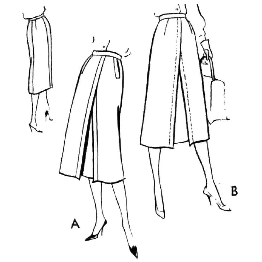 PDF - 1950's Sewing Pattern: Below The Knee Classic Skirt -  Waist 28” (71cm) - Download