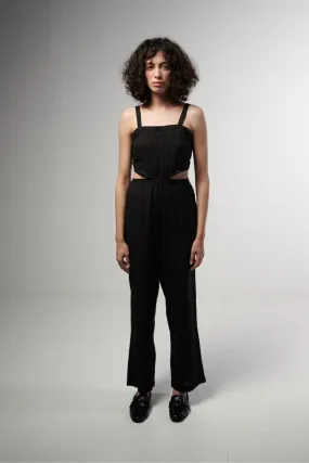 Pin-Striped Black Jumpsuit