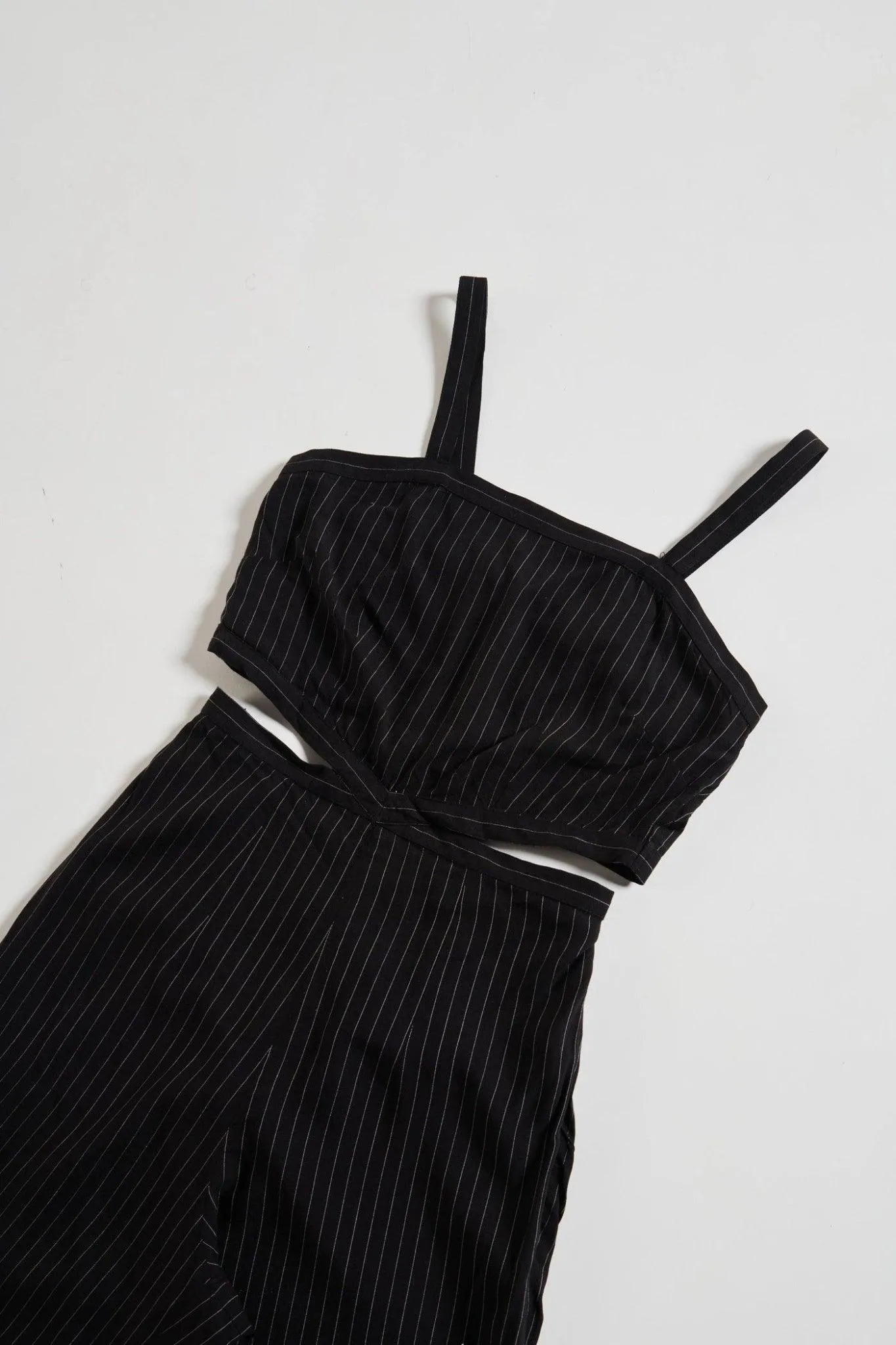 Pin-Striped Black Jumpsuit