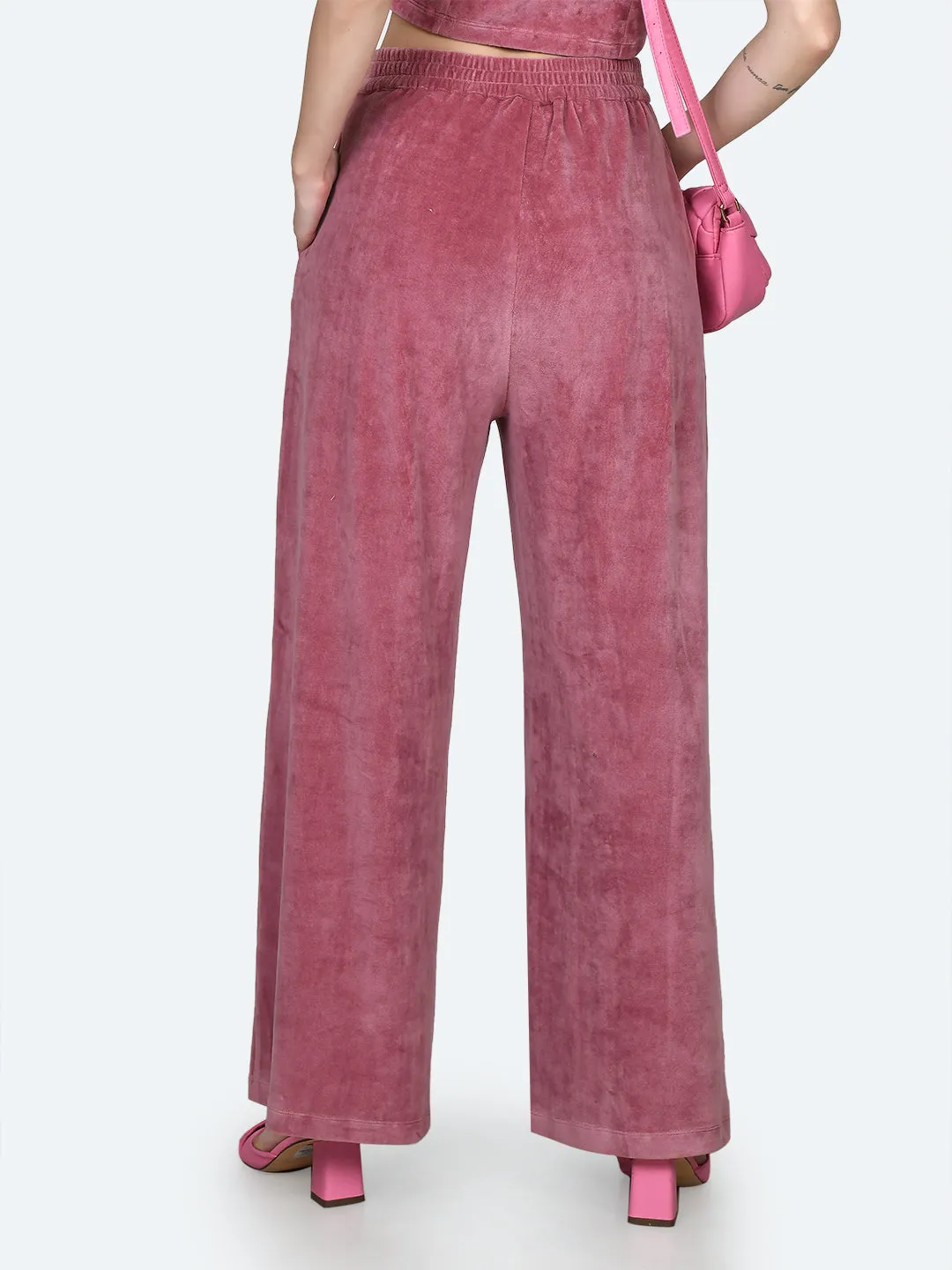 Pink Solid Flared Pants