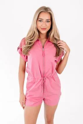 Pistola Meg Zip Front Romper - Flamingo