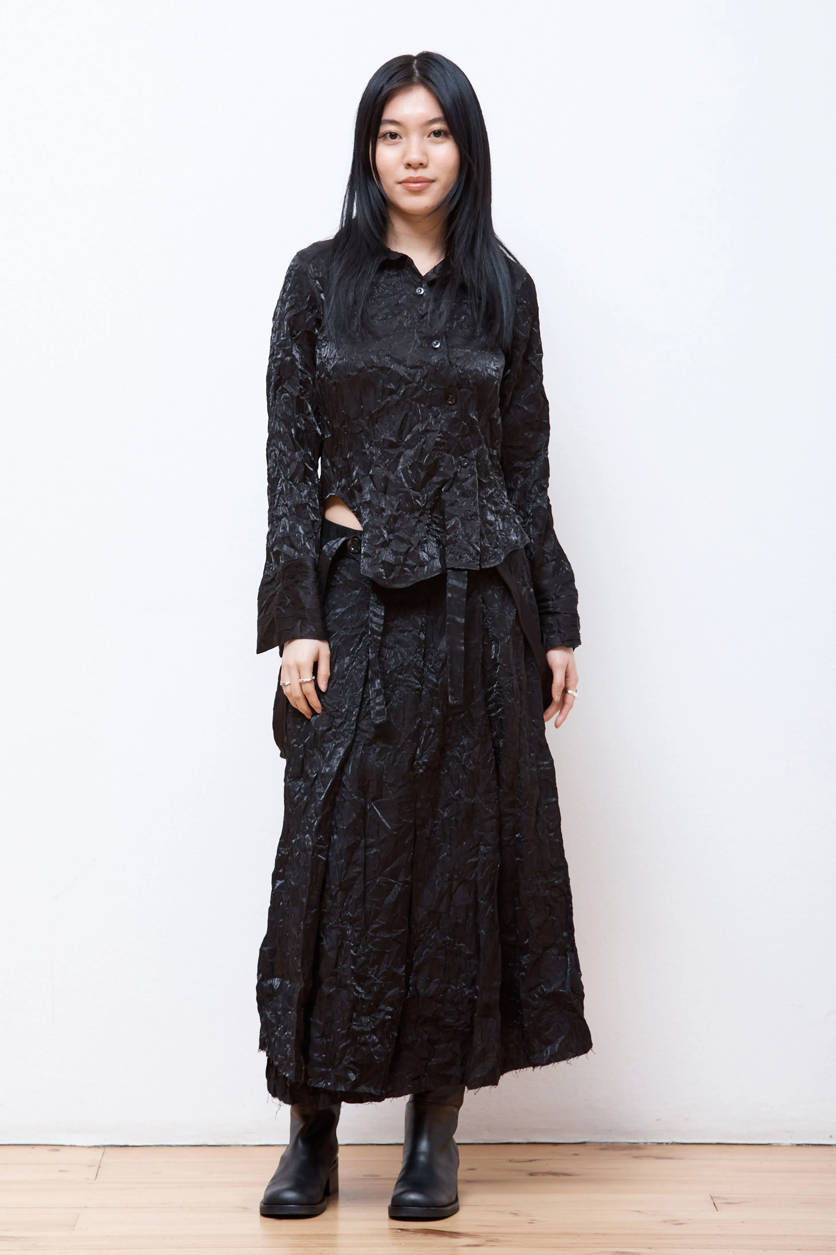 Pleated Lace Skirt Black