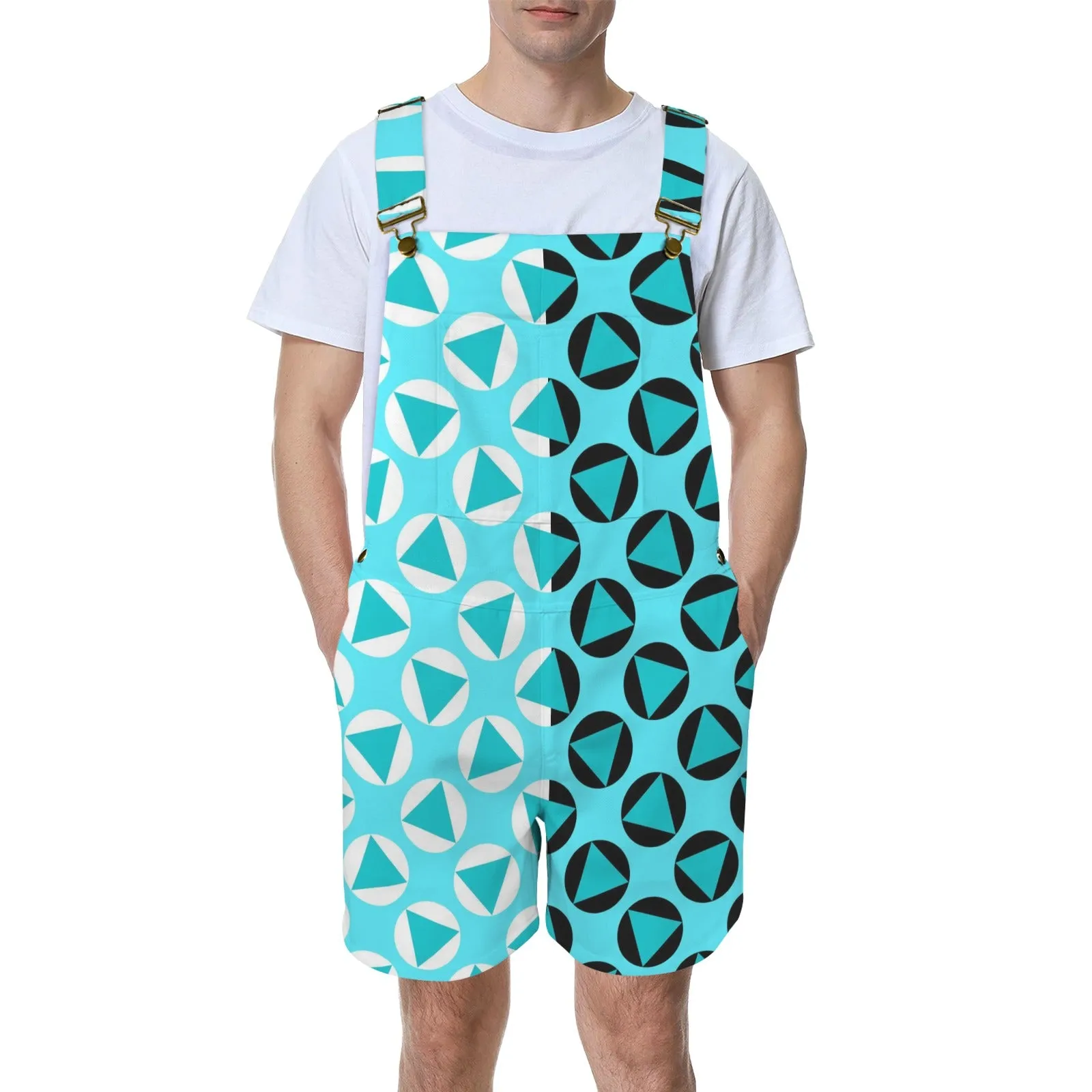 polka dot trig 6 print Unisex Shorts Suspender Jumpsuit (Model L78)