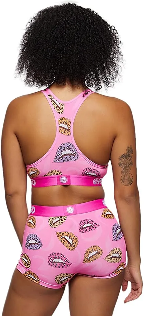 PSD Women's Boy Short with Wide Elastic Band - Pink/Sr Cheetah Lips Bs