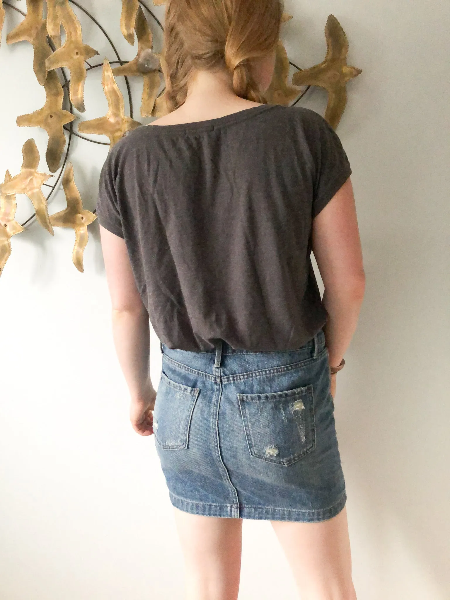 Rachel Roy Distressed High Rise Denim Skirt - Size 27 / Medium