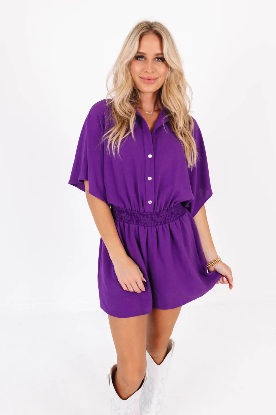 Ready to Rally Romper - Purple