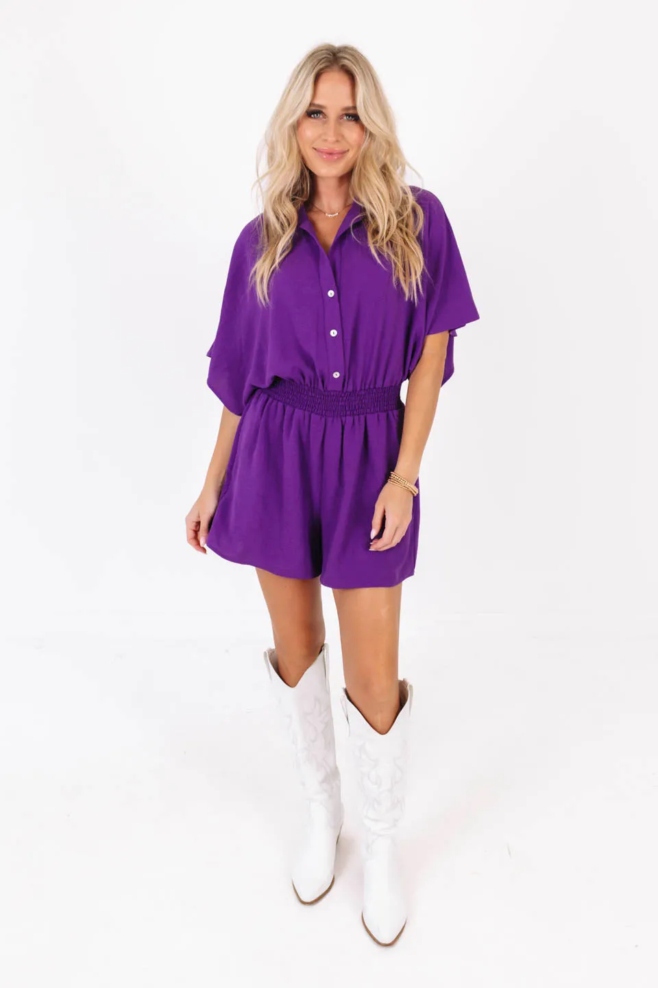 Ready to Rally Romper - Purple