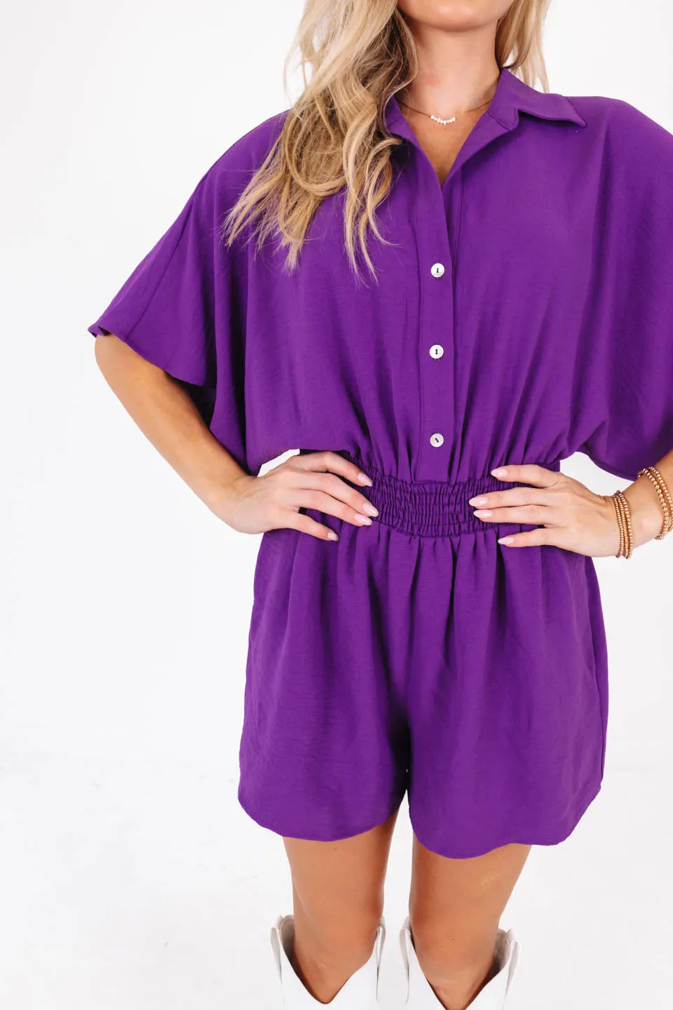 Ready to Rally Romper - Purple