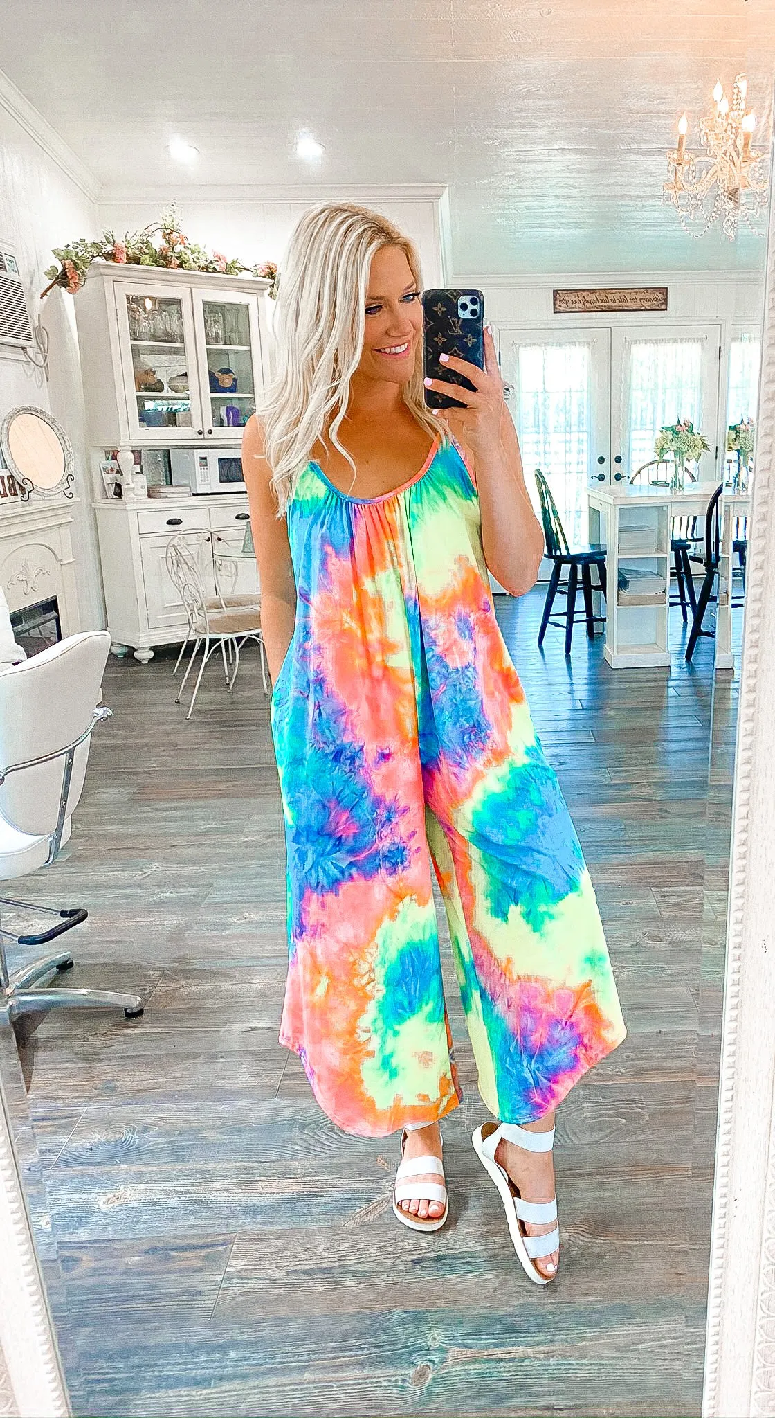 Rompin Thru Rainbows Tie Dye Jumpsuit  - Bright