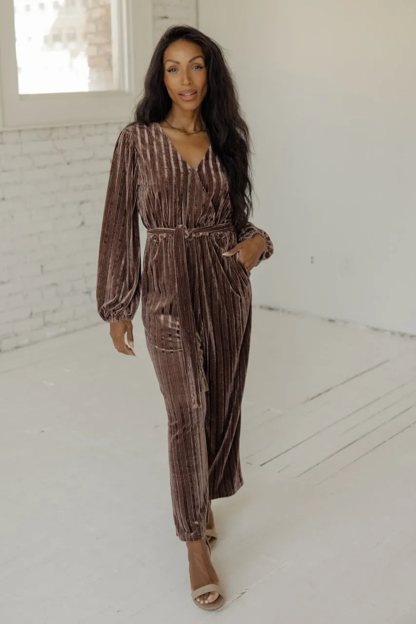 SALT Laurene Textured  Velvet Jumpsuit