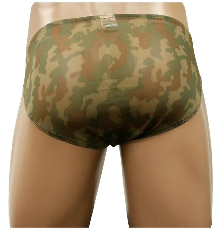 Sheer Green Camo Pouch Bikini Brief Underwear - BLOWOUT SALE!