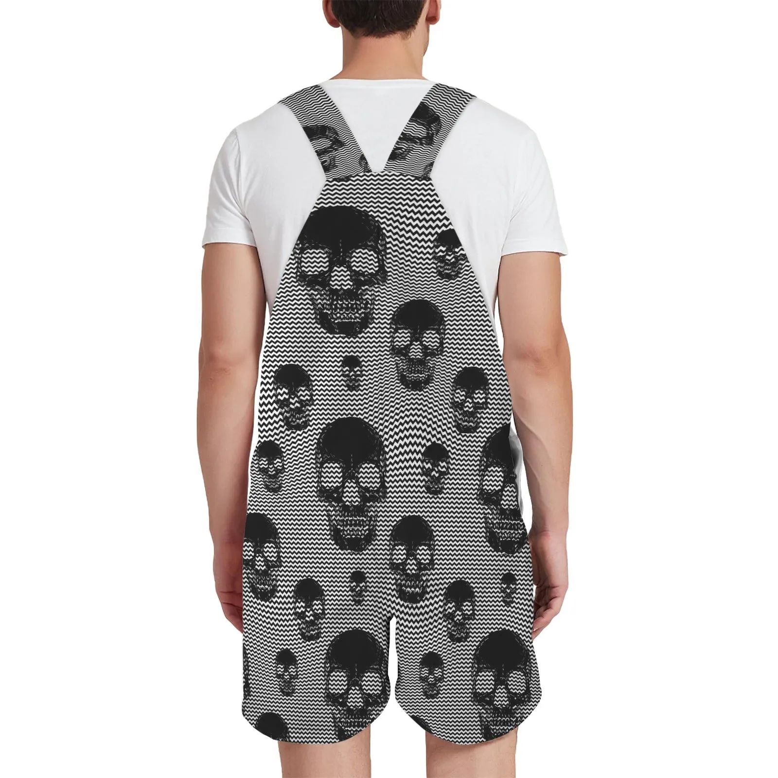 skull and bones print 30Z Unisex Shorts Suspender Jumpsuit (Model L78)