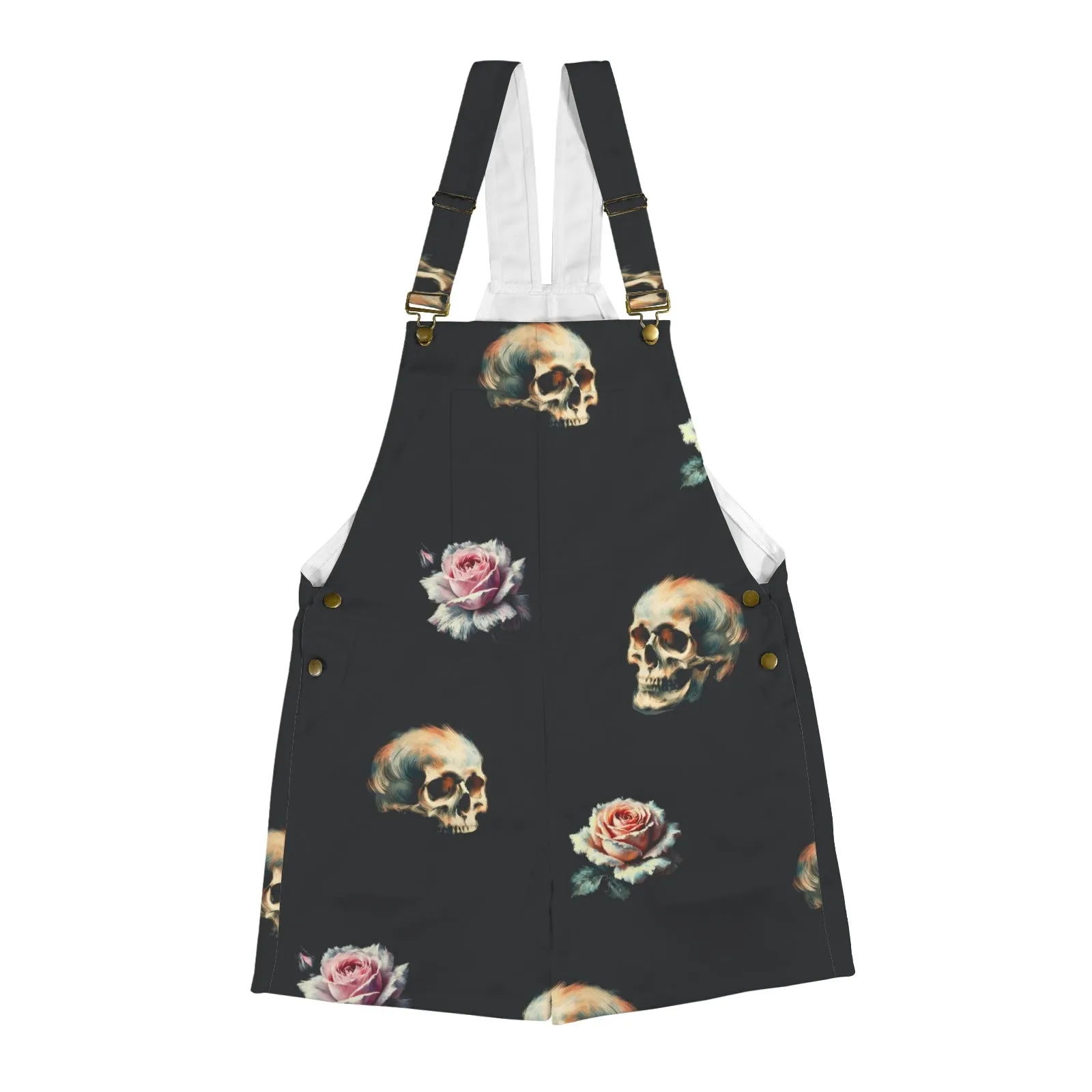 skull and roses print 3 copy Unisex Shorts Suspender Jumpsuit (Model L78)