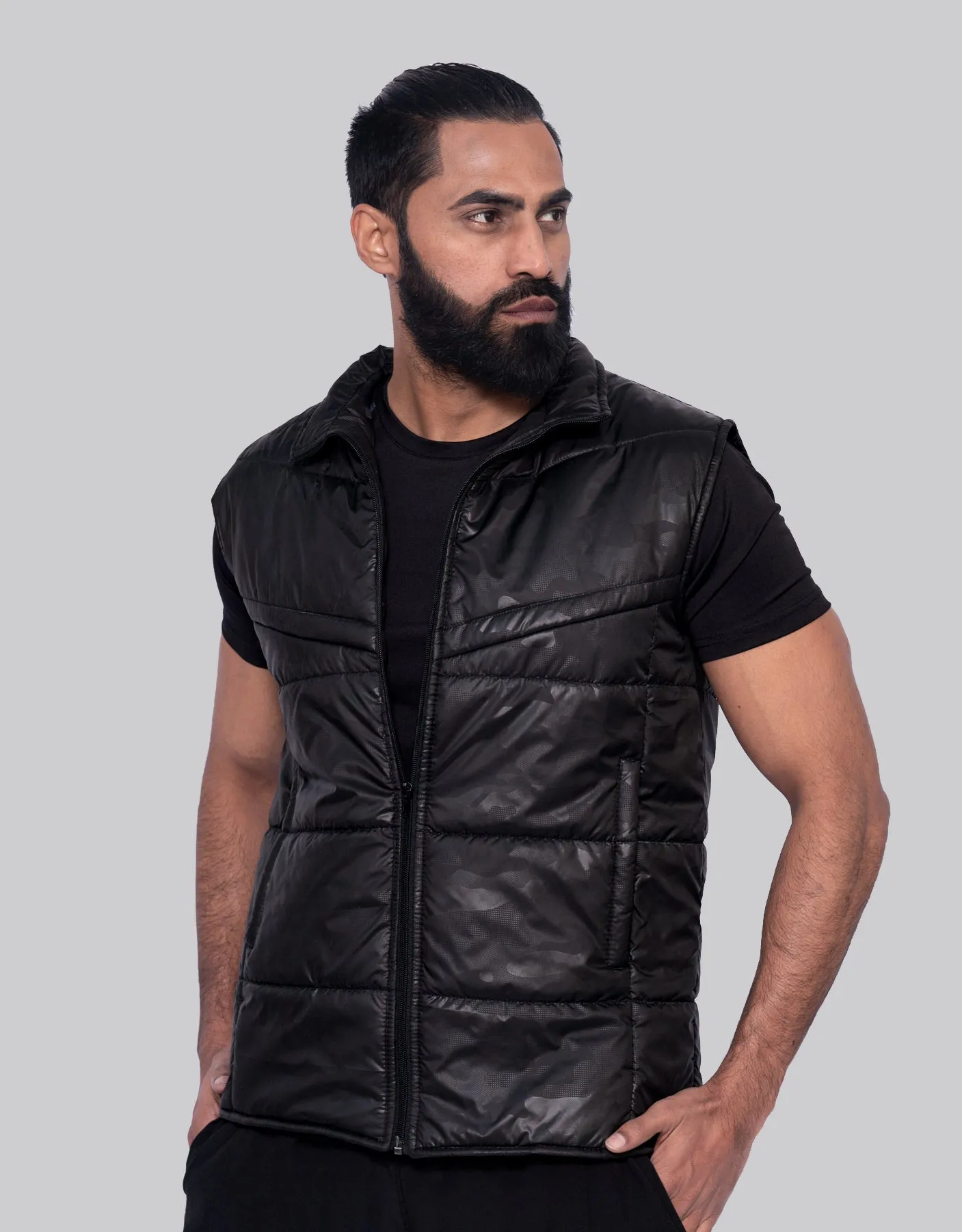 Sleeveless Puffer Jacket - Camo Black - Limited Edition