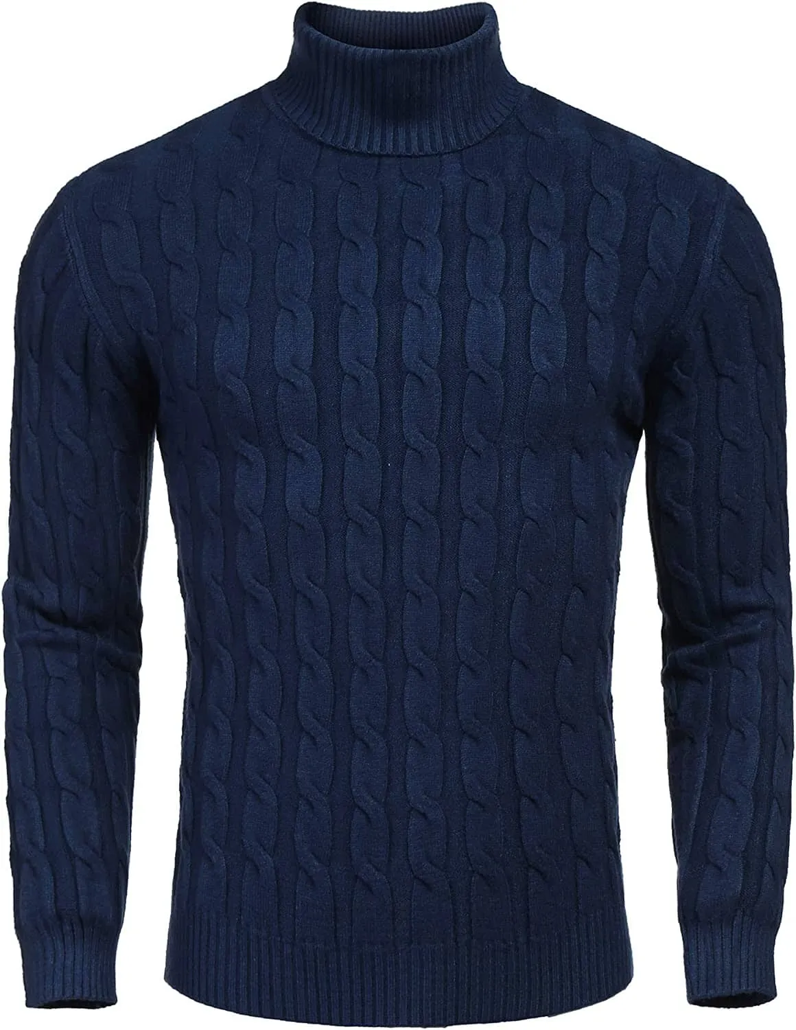 Slim Fit Turtleneck Twisted Knitted Pullover Sweater (US Only)