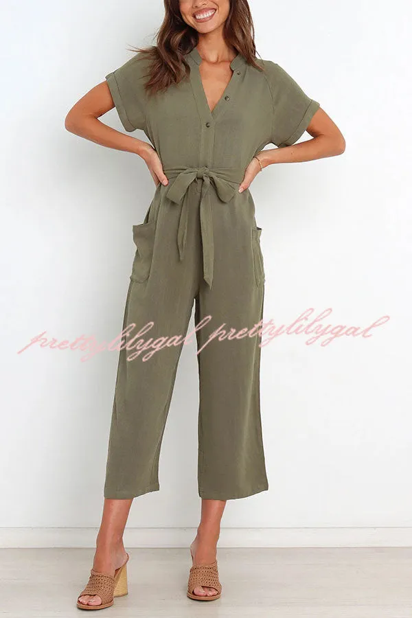 Something about Her Pocketed Button Straight Leg Jumpsuit