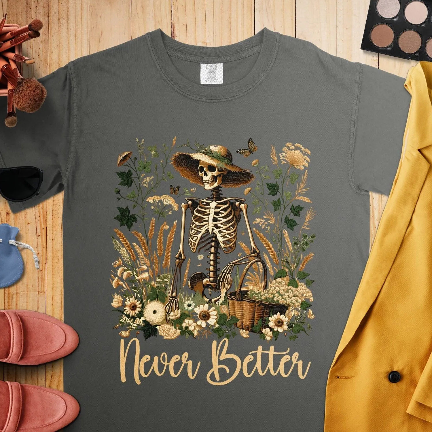 Staying Alive Shirt, Trendy Coffee Shirt, Funny Skeleton T-Shirt, Coffee Lovers Gift Skull, Mother's Day, Women Comfort Colors Tee