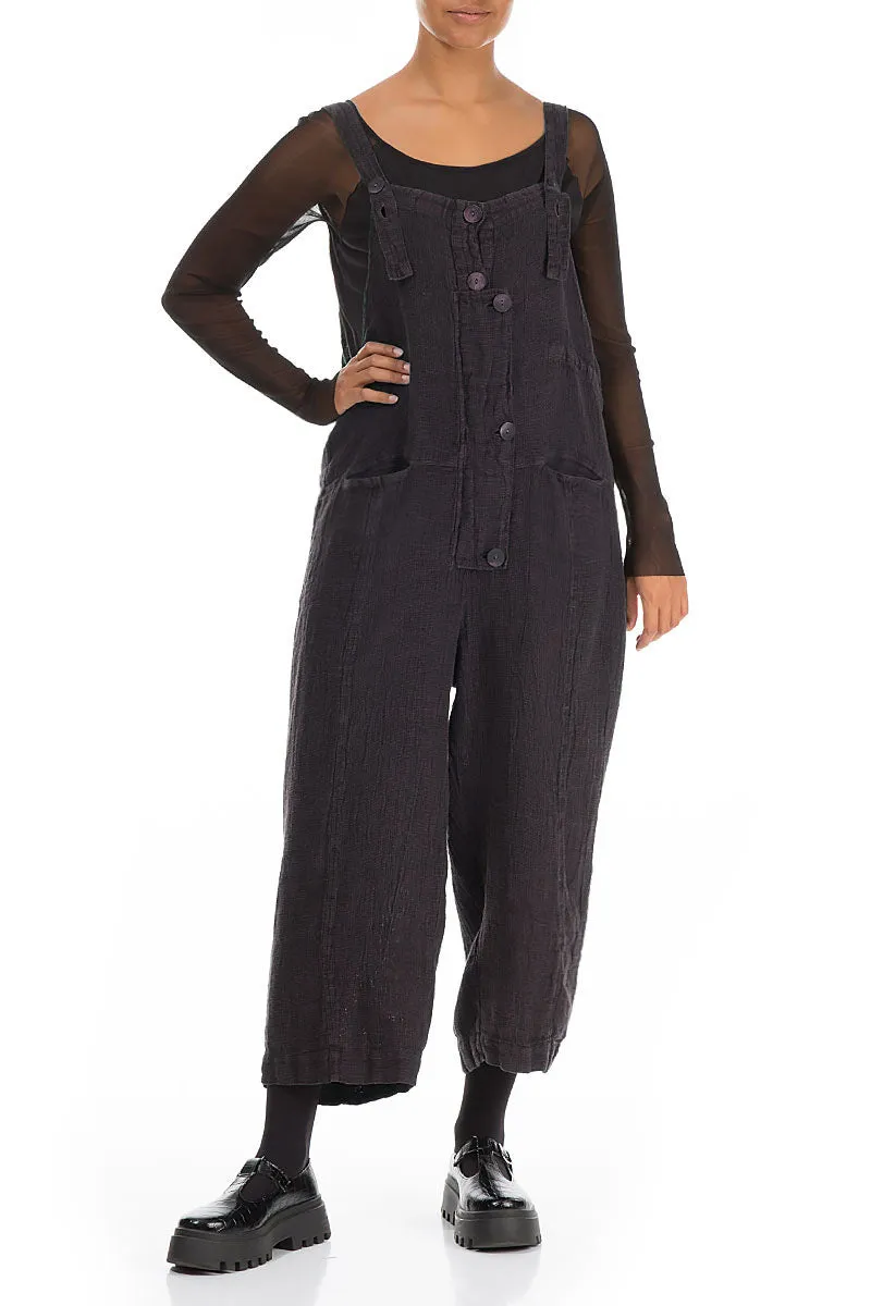 Strappy Vintage Violet Mélange Linen Dungaree Jumpsuit