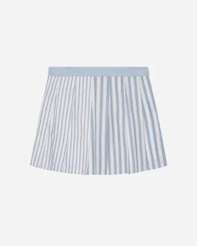 Stripe Cotton Pleated Mini Skirt