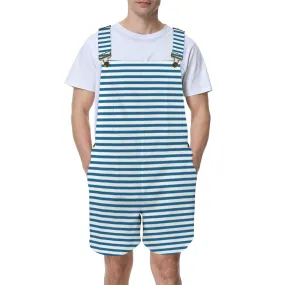 striped blue shades print 2 Unisex Shorts Suspender Jumpsuit (Model L78)