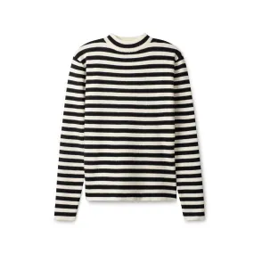 Striped Knit Turtleneck IN: Black Ivory