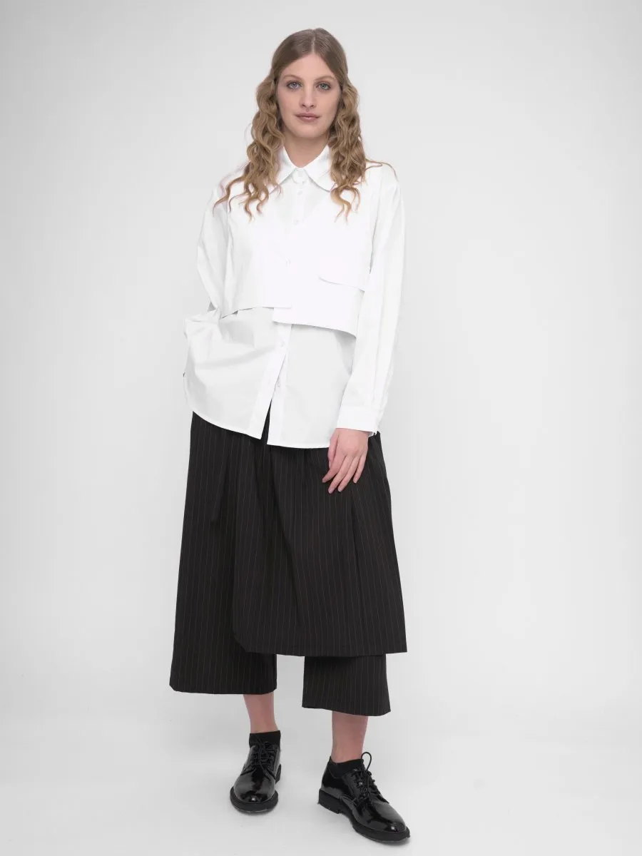 Striped Pleated Skirt Pant