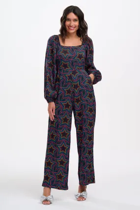 Sugarhill Brighton - Hestia Rainbow Star Explosion Shirred Jumpsuit