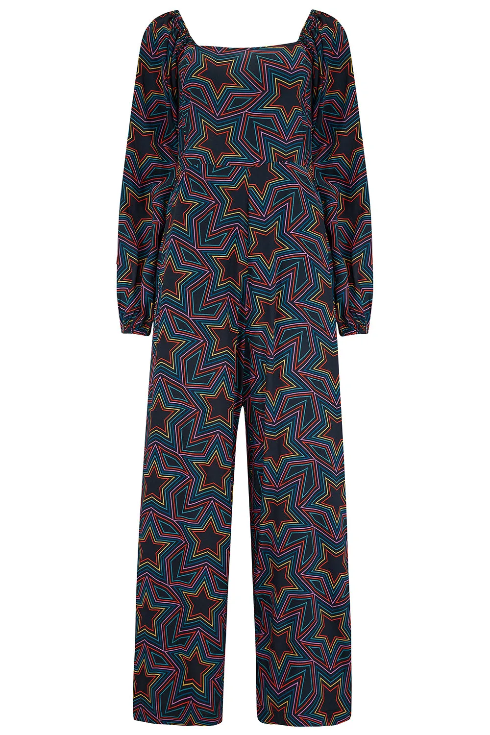 Sugarhill Brighton - Hestia Rainbow Star Explosion Shirred Jumpsuit