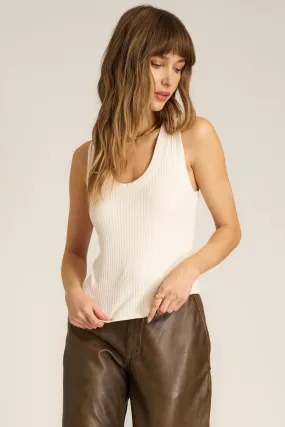 Suki Scoop Neck Rib Tank - Mother of Pearl