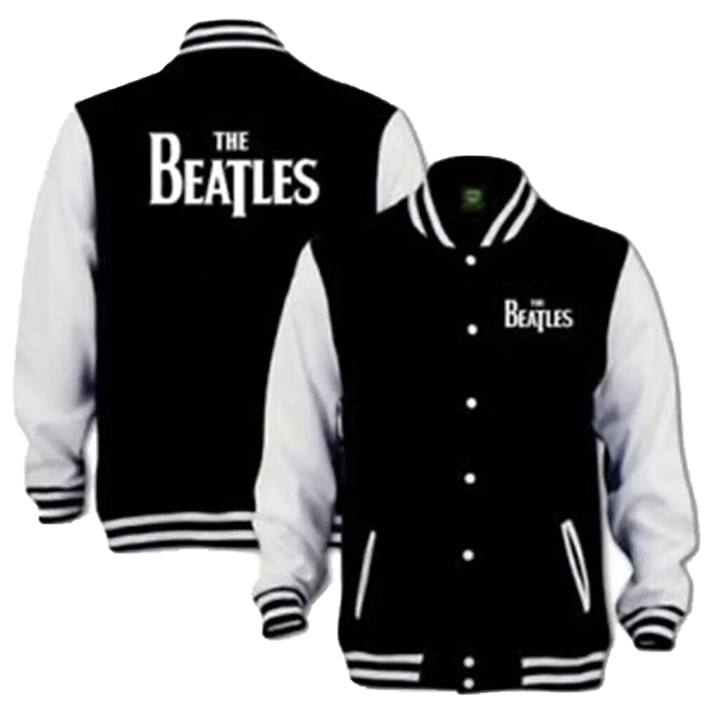 The Beatles Vintage Jacket Drop T Logo Varsity Wool Fleece Sleeve Bomber Jacket