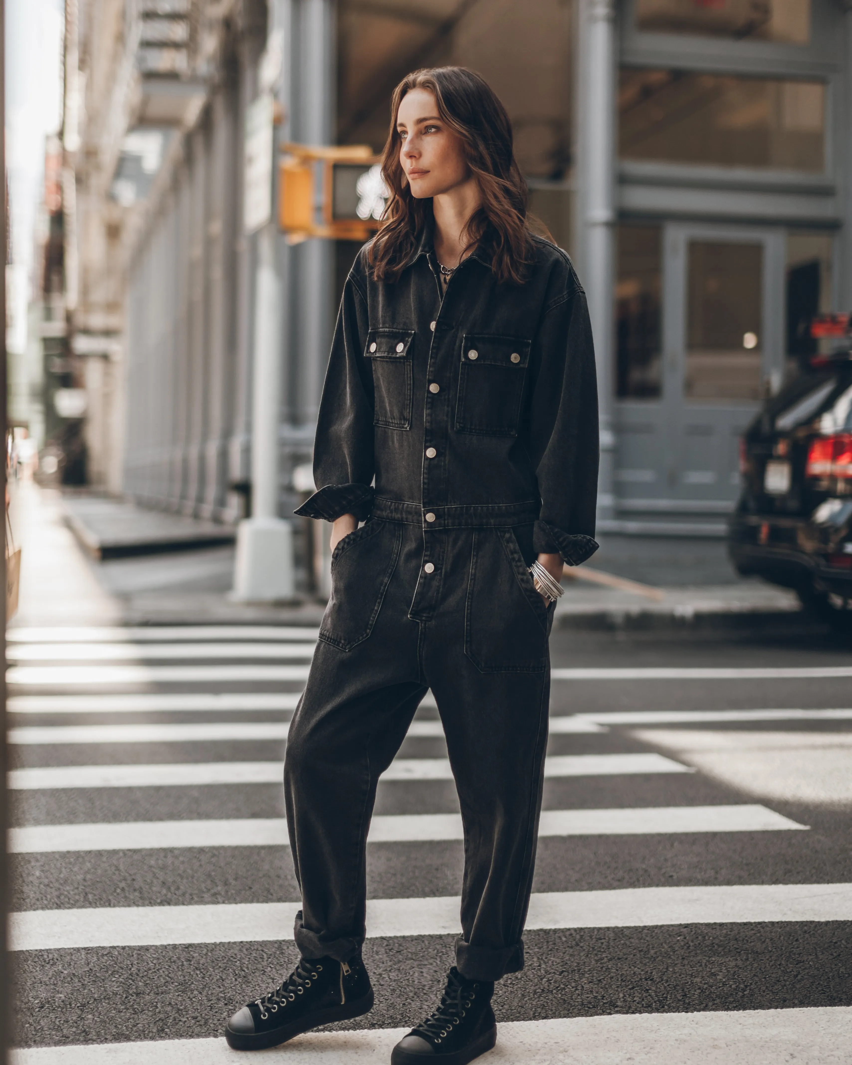 The Black Denim Jumpsuit