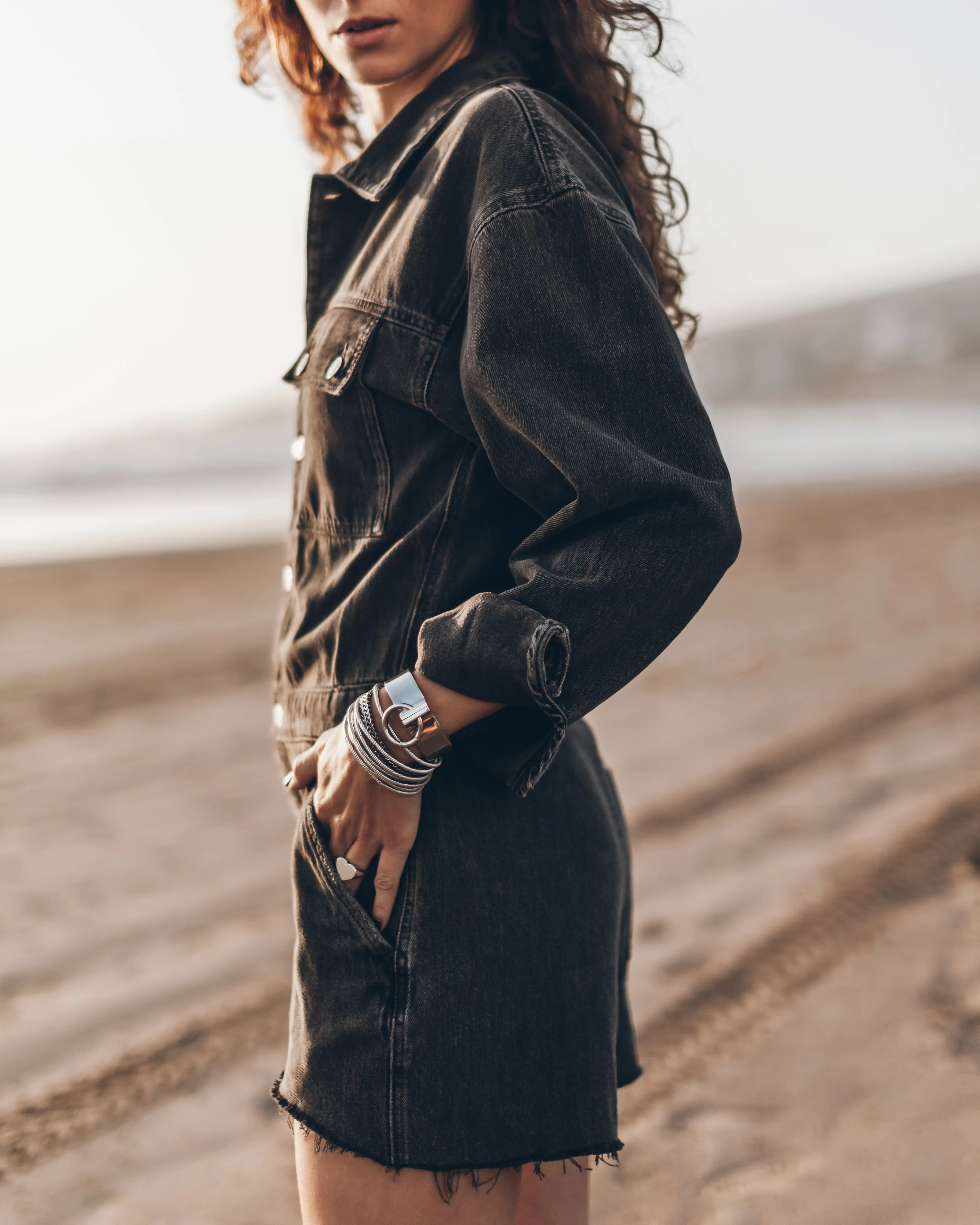 The Black Short Denim Jumpsuit